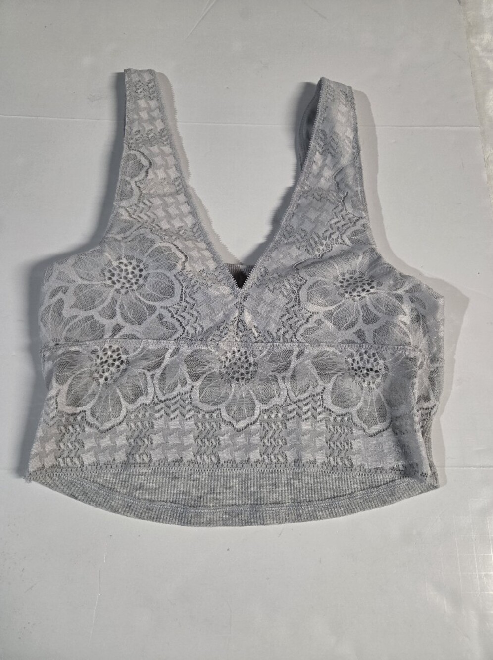 NWT aerie Gray Ribbed Cropped Tank - Picture 2 of 12